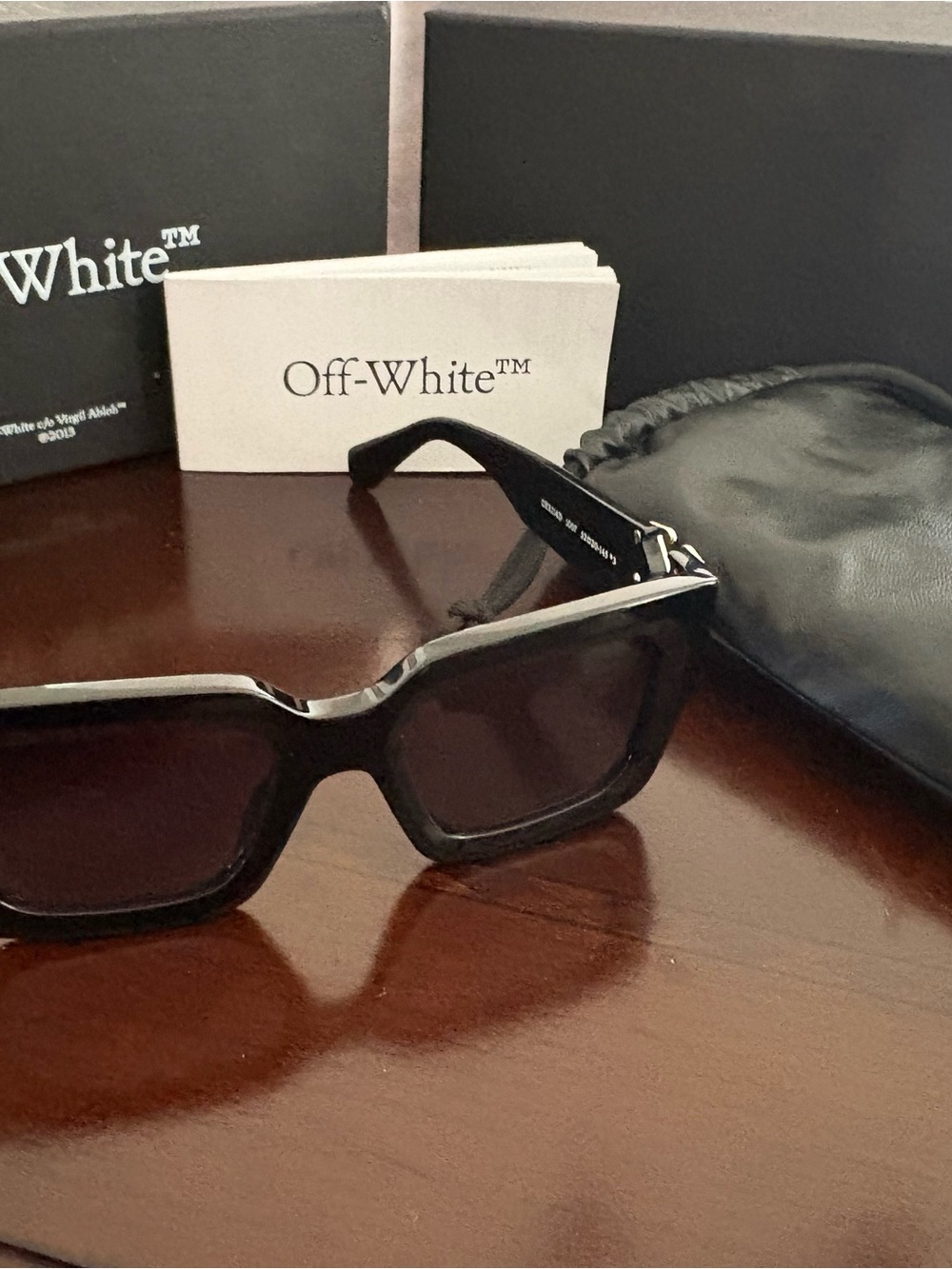 Off-White Black Rectangular Sunglasses with Dark Lenses